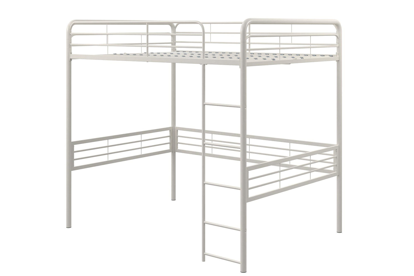 Tommy Full Metal Loft Bed with 59 Inches of Under Bed Storage - White - Full