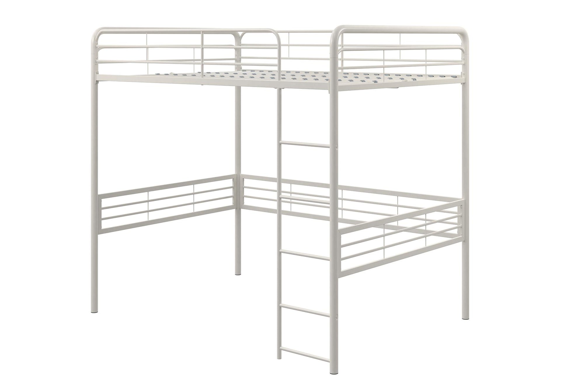 Tommy Full Metal Loft Bed with 59 Inches of Under Bed Storage - White - Full
