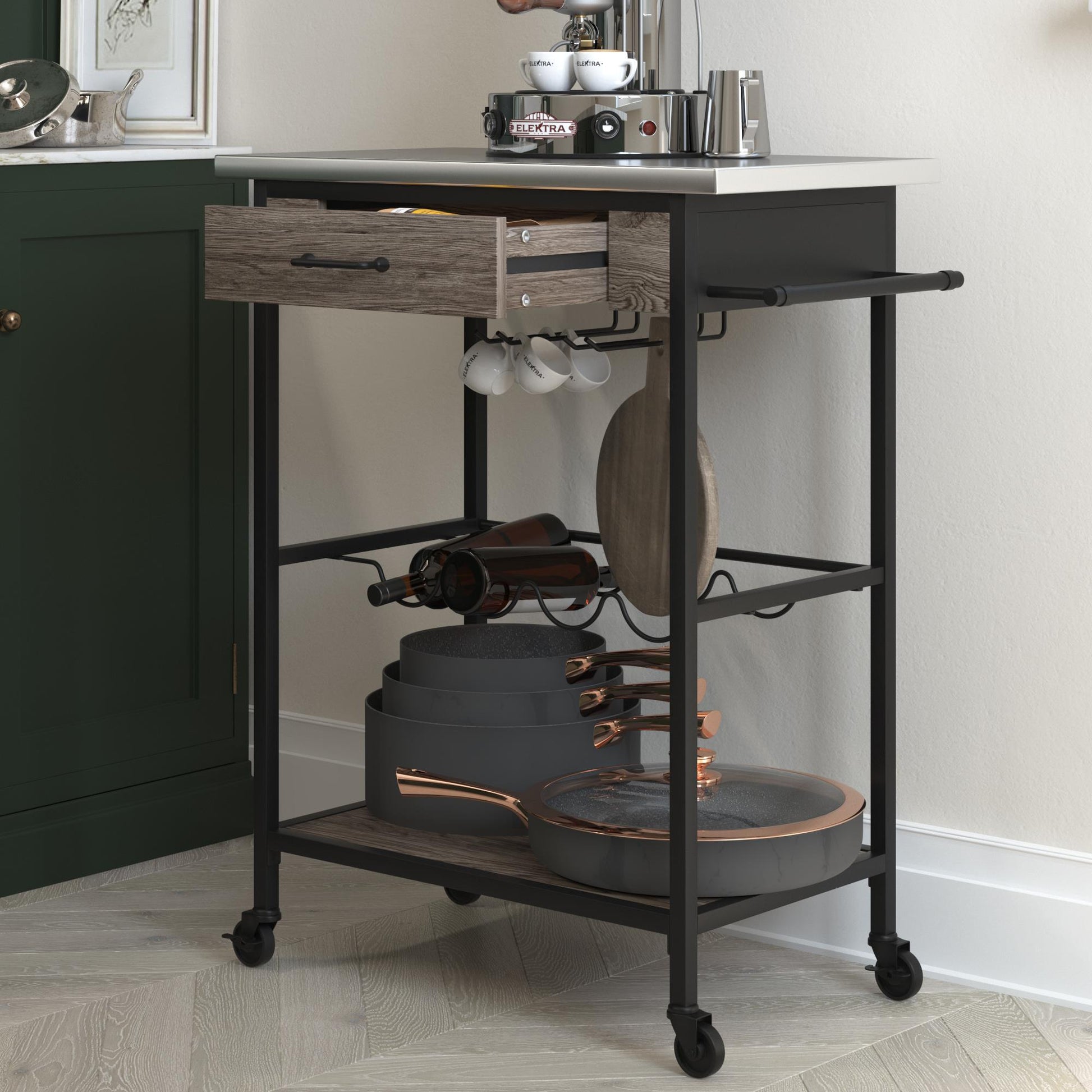 Nora Multifunctional Kitchen Cart - Brown