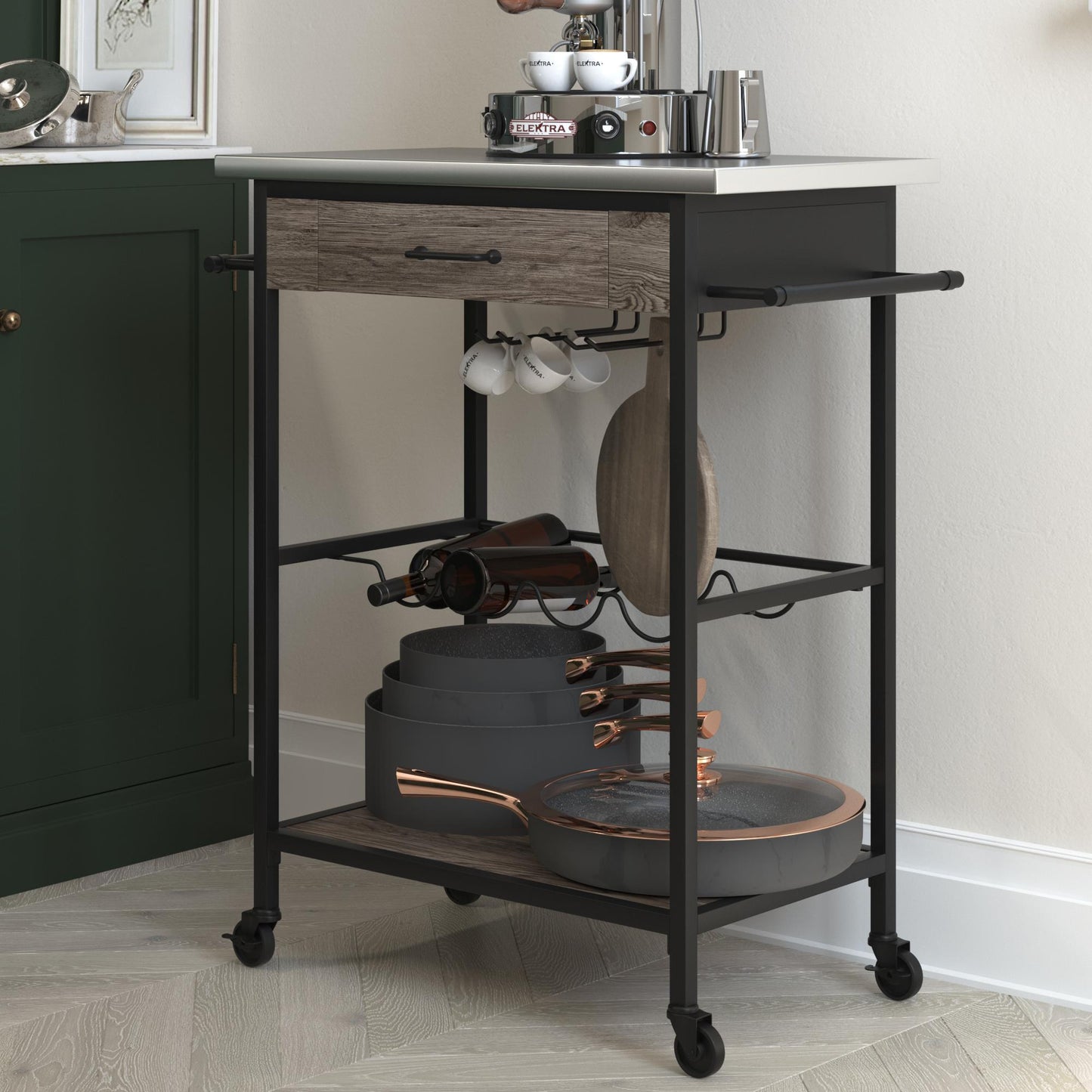 Nora Multifunctional Kitchen Cart - Brown