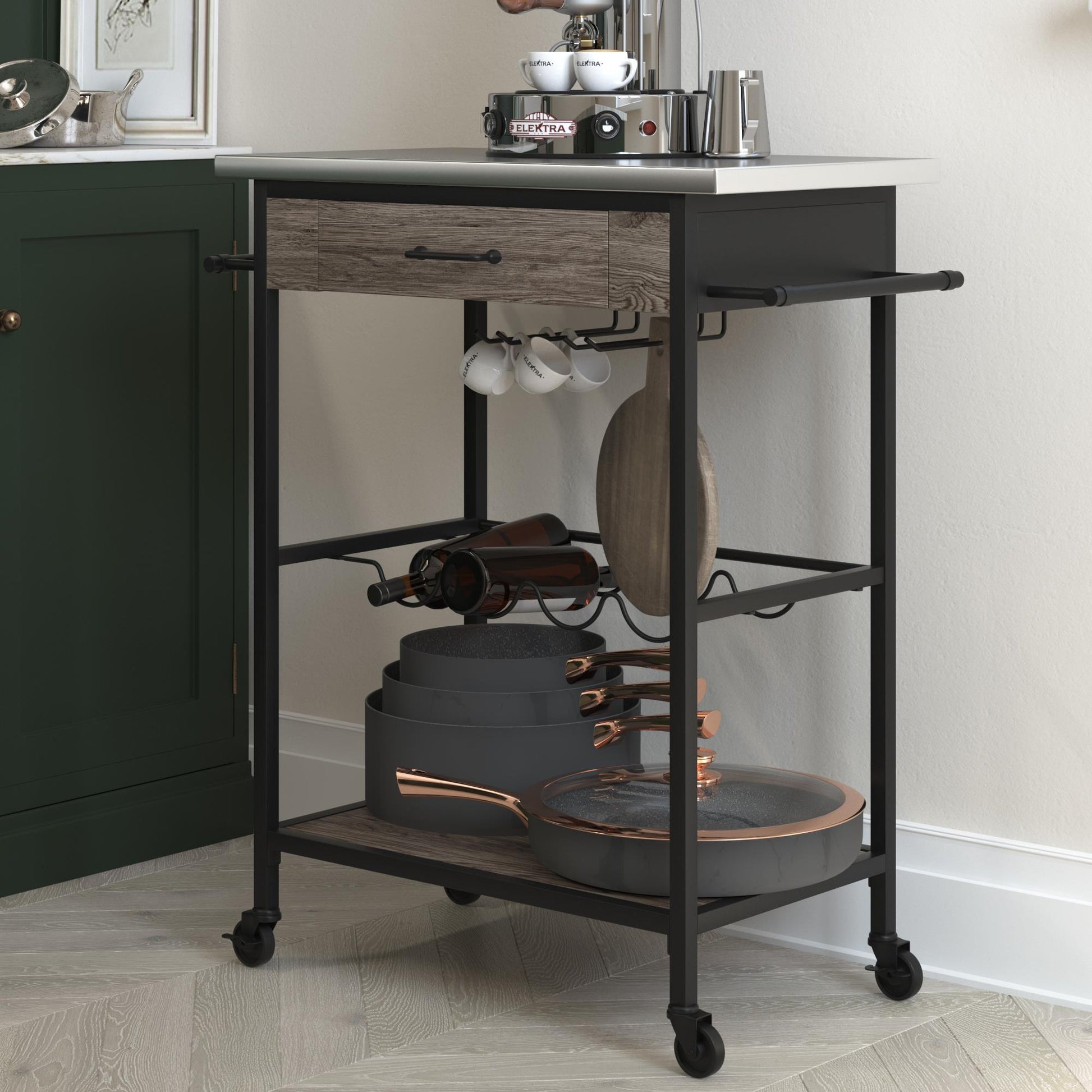 Nora Multifunctional Kitchen Cart - Brown