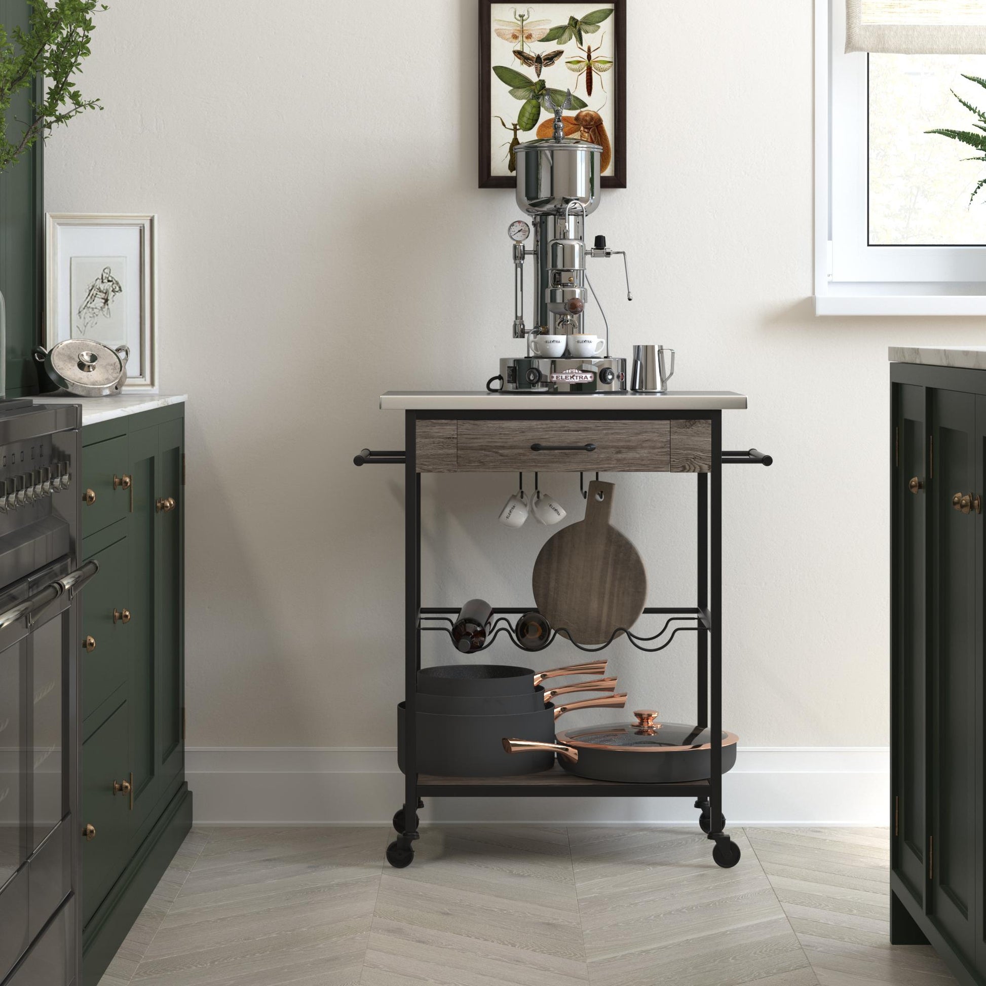 Nora Multifunctional Kitchen Cart - Brown