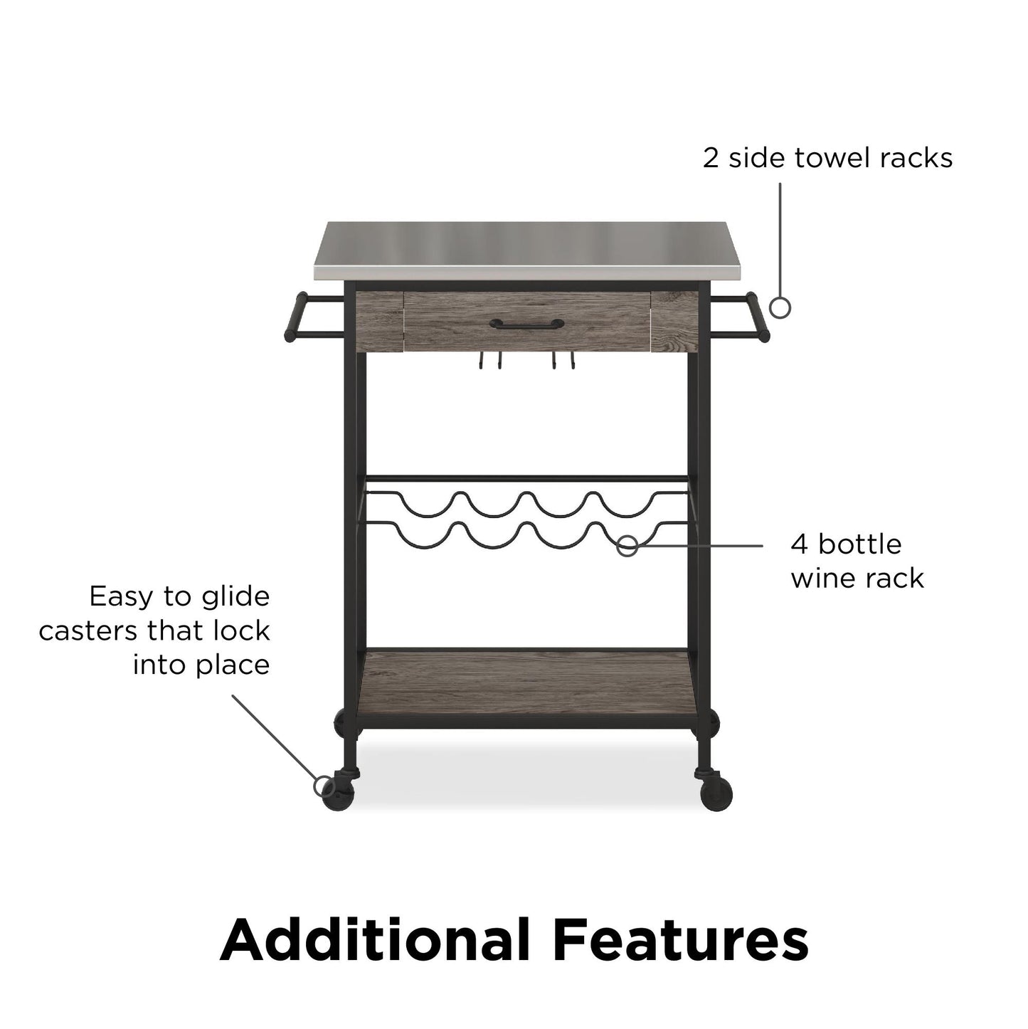 Nora Multifunctional Kitchen Cart - Brown