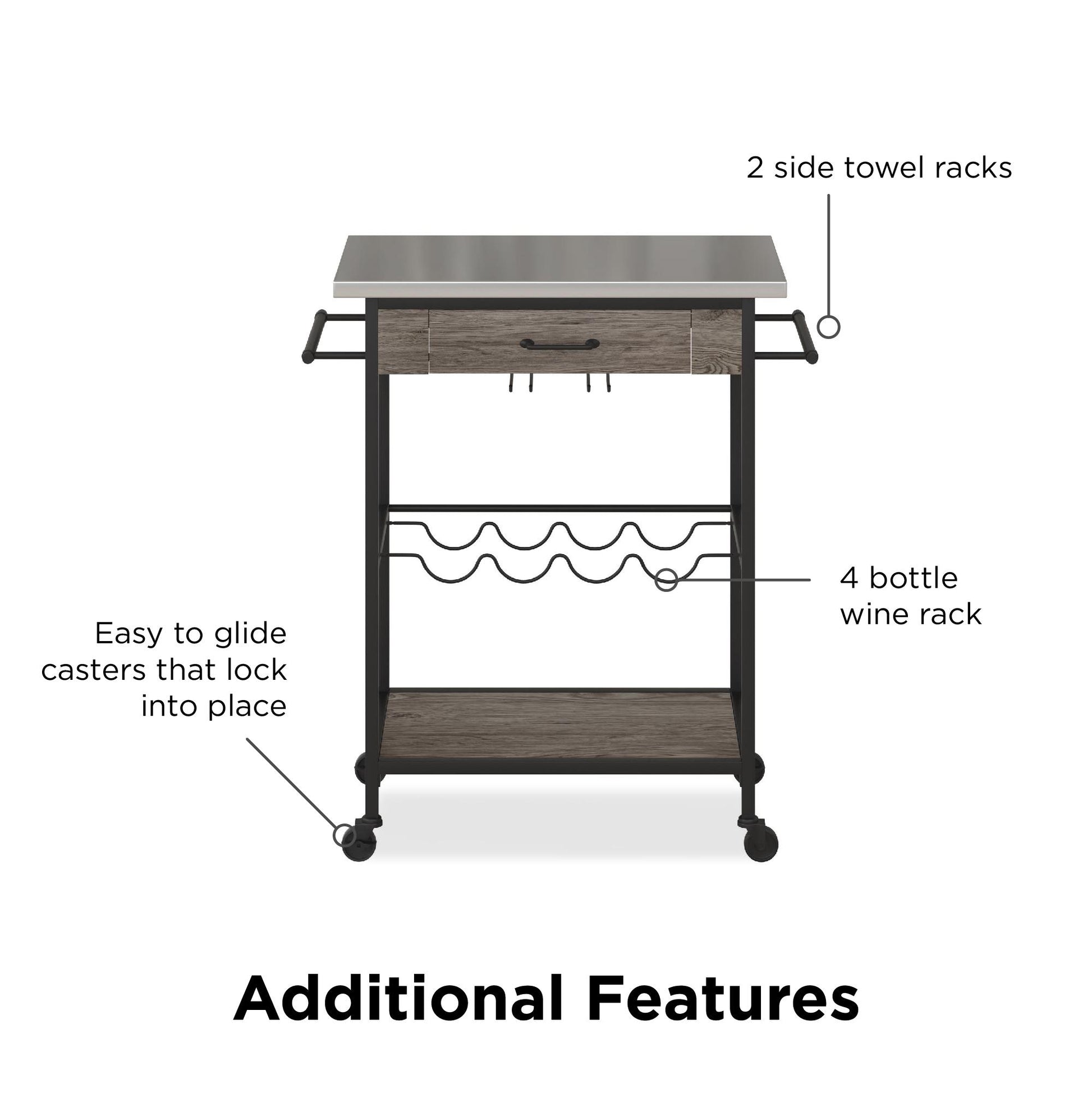 Nora Multifunctional Kitchen Cart - Brown