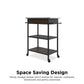 Kane Kitchen Cart with 1 Drawer, 2 Shelves, 2 Towel Bars - Brown