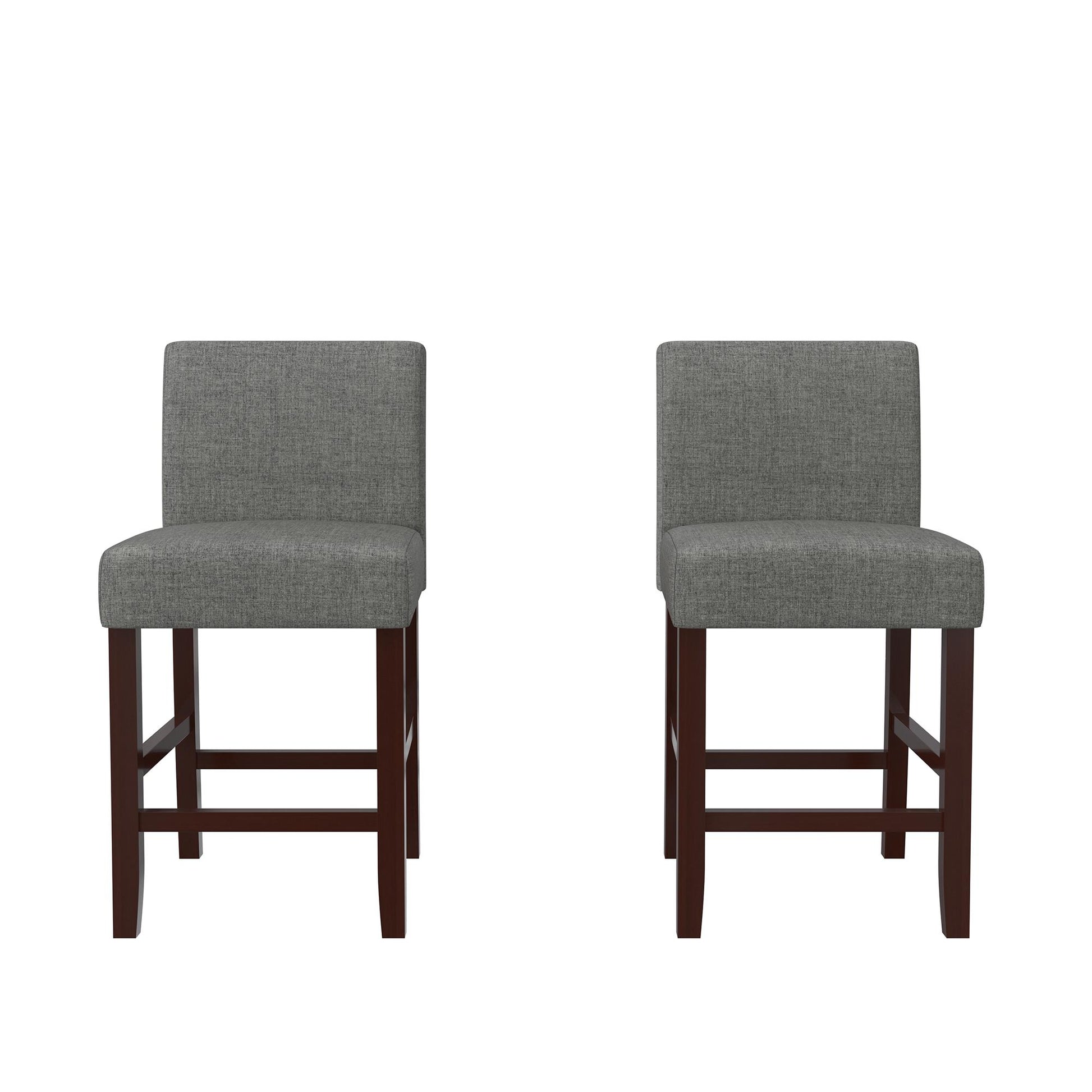 Parsons Linen Upholstered Counter Stools, Set of 2 - Gray - Set of 2