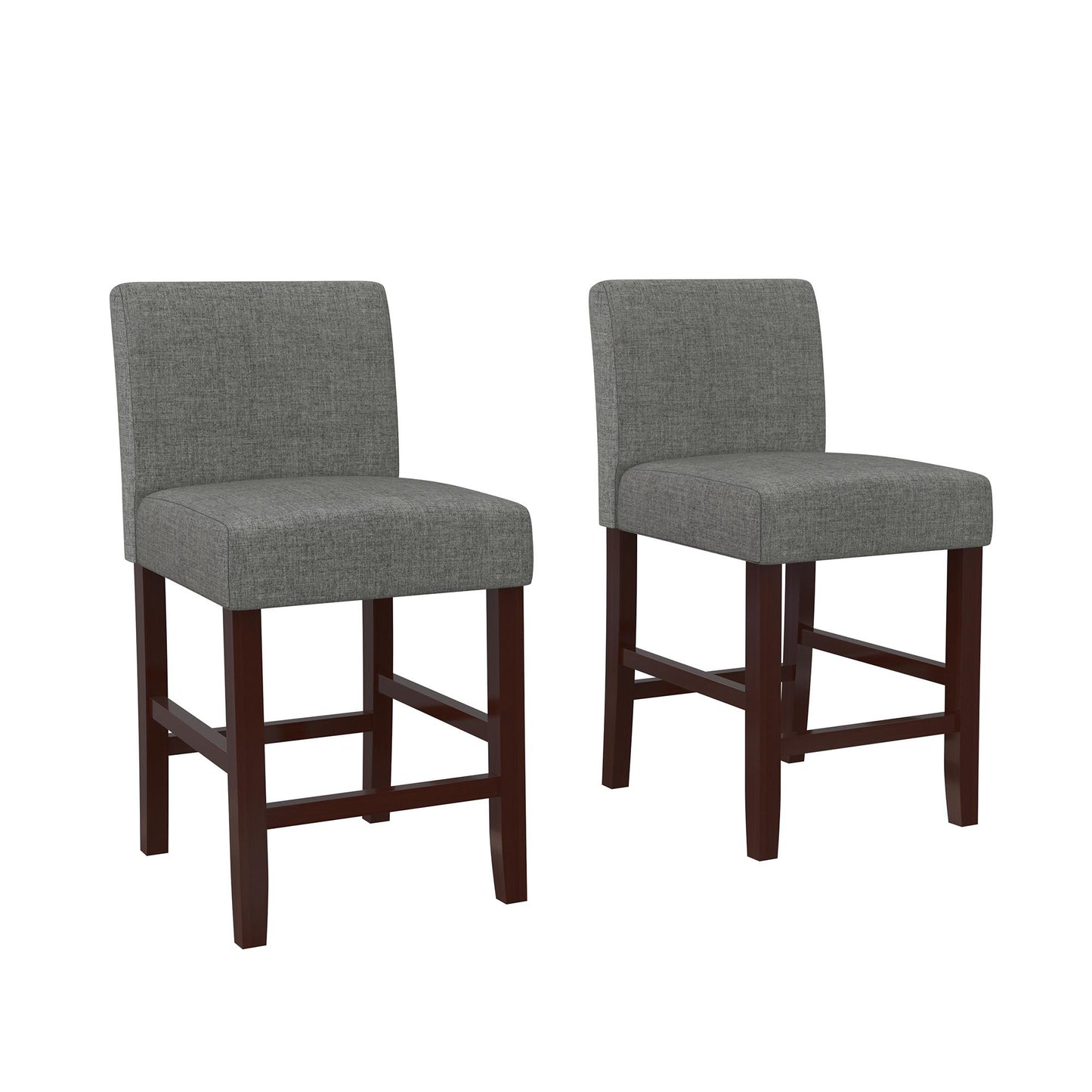 Parsons Linen Upholstered Counter Stools, Set of 2 - Gray - Set of 2