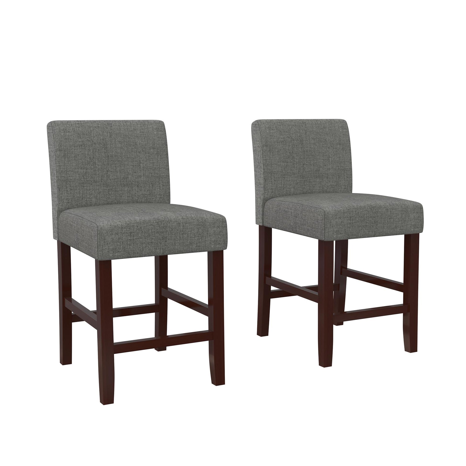 Parsons Linen Upholstered Counter Stools, Set of 2 - Gray - Set of 2