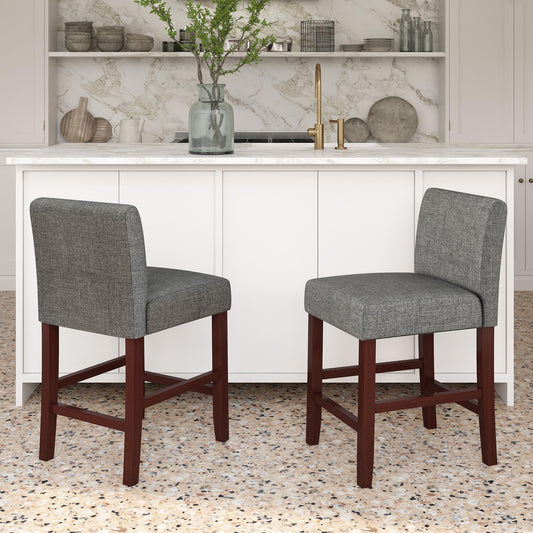 Parsons Linen Upholstered Counter Stools, Set of 2 - Gray - Set of 2