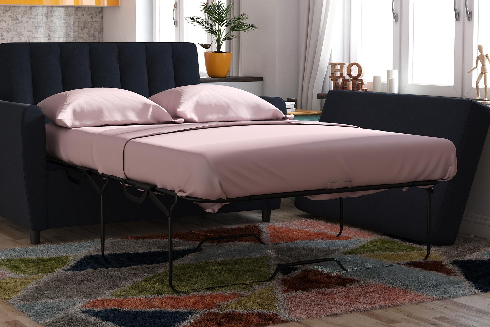 Futon Twin Sleeper Sofa Microfiber Wrinkle Resistant Sheet Set - Pink