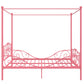 Canopy Metal Bed Frame with Intricate Design Headboard and Secured Slats - Pink - Full
