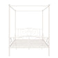 Canopy Metal Bed Frame with Intricate Design Headboard and Secured Slats - White - Full