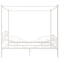 Canopy Metal Bed Frame with Intricate Design Headboard and Secured Slats - White - Full
