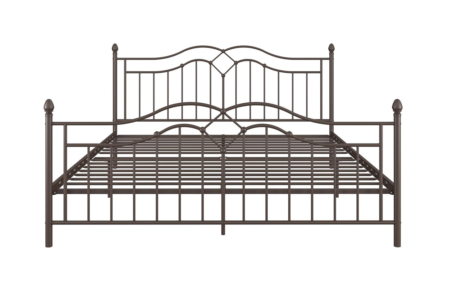 Tokyo Metal Bed with Headboard, Footboard and Metal Slats - Bronze - King