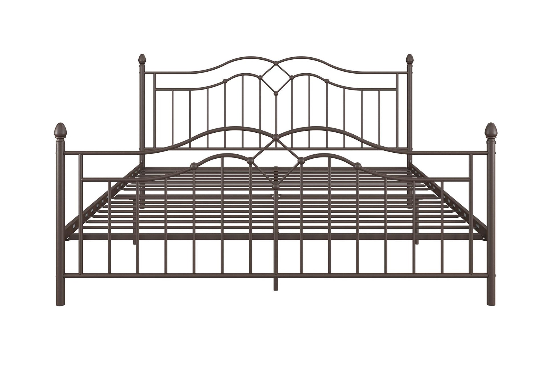 Tokyo Metal Bed with Headboard, Footboard and Metal Slats - Bronze - King