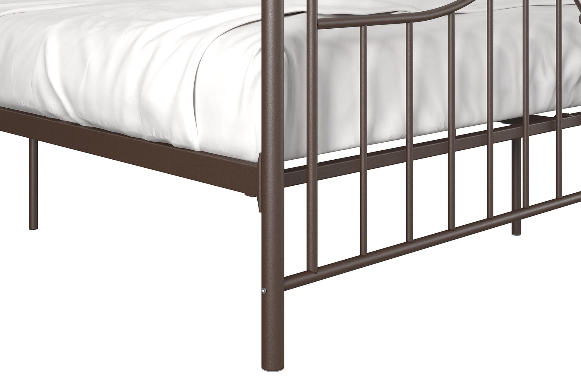 Tokyo Metal Bed with Headboard, Footboard and Metal Slats - Bronze - King