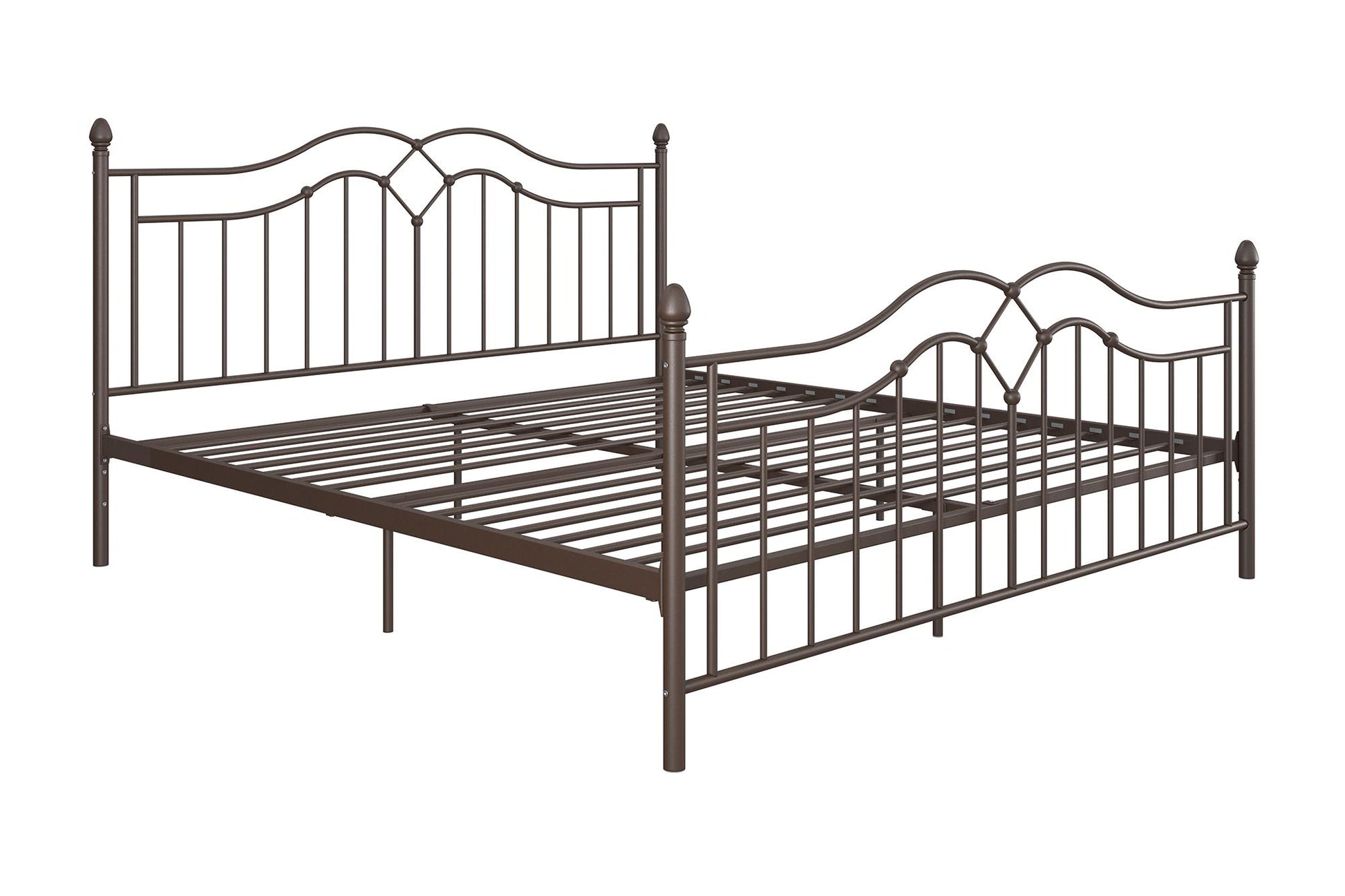 Tokyo Metal Bed with Headboard, Footboard and Metal Slats - Bronze - King