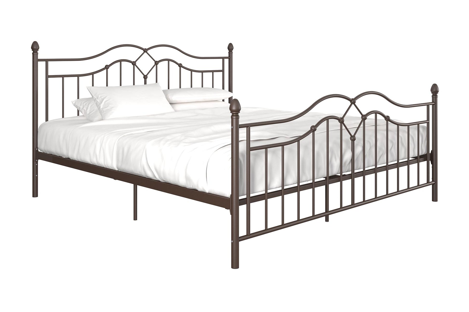 Tokyo Metal Bed with Headboard, Footboard and Metal Slats - Bronze - King