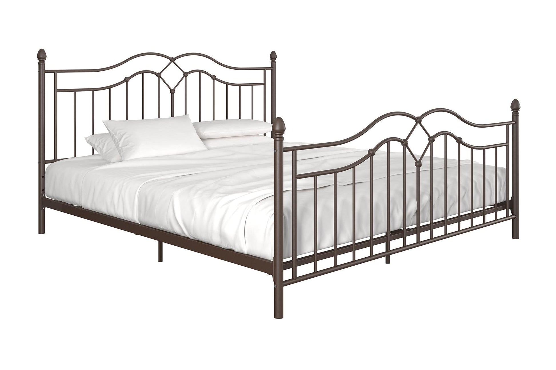Tokyo Metal Bed with Headboard, Footboard and Metal Slats - Bronze - King