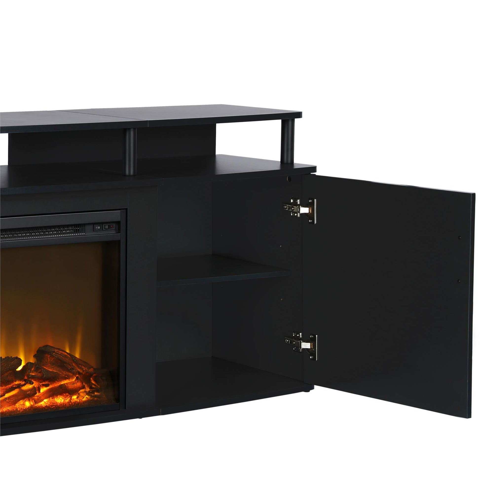 Carson Electric Fireplace TV Console for TVs up to 70 Inch - Black