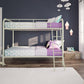 Dusty Twin over Twin Metal Bunk Bed with Slanted Front Ladder and Guardrails - White - Twin-Over-Twin