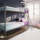 Dusty Twin over Twin Metal Bunk Bed with Slanted Front Ladder and Guardrails - White - Twin-Over-Twin