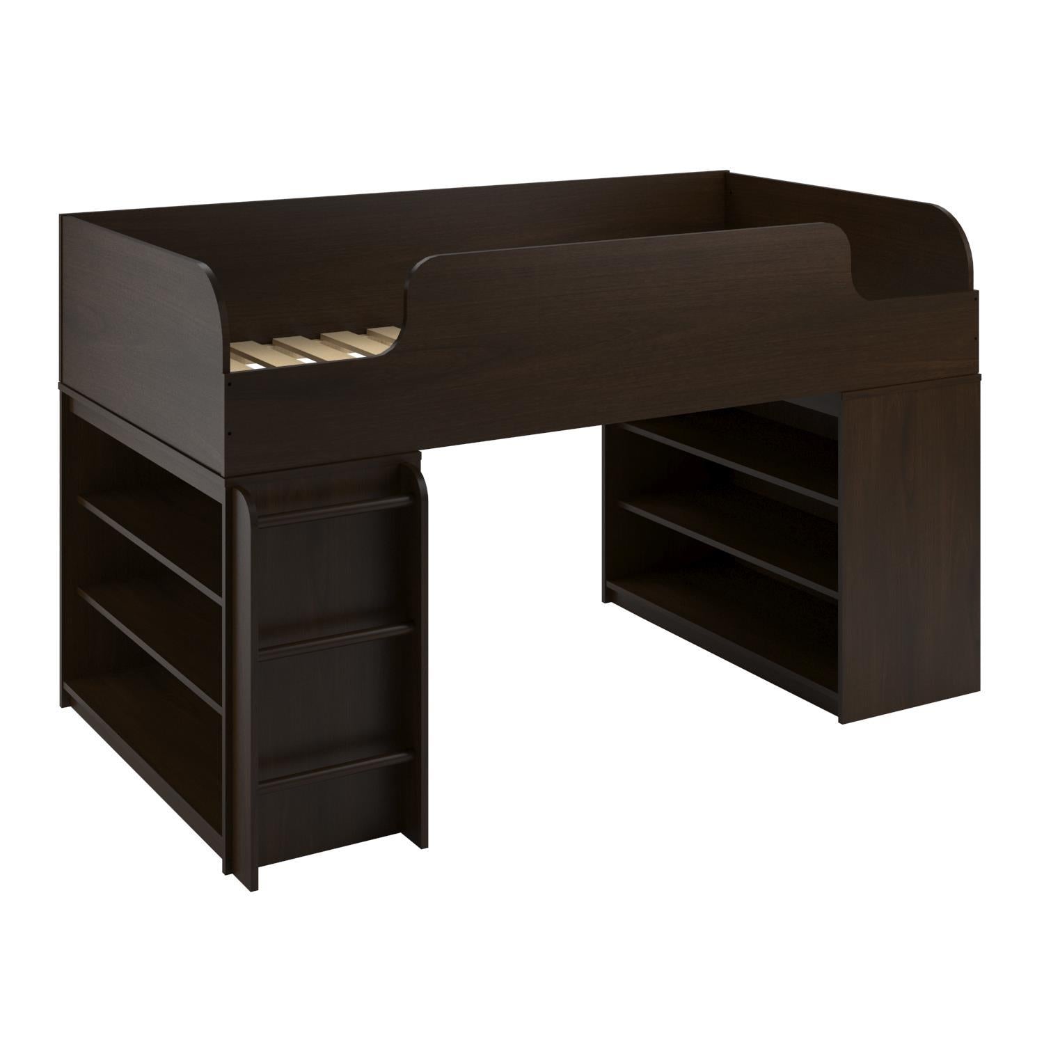 Elements Loft Bed Platform with Ladder, Dark Cherry - Dark Cherry