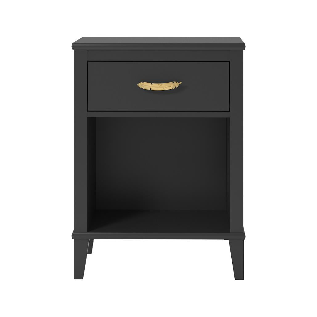 Monarch Hill Hawken Nightstand with Gold Feather Drawer Pull - Black