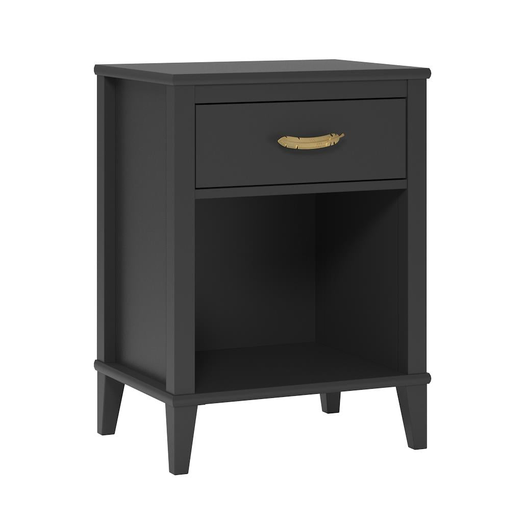 Monarch Hill Hawken Nightstand with Gold Feather Drawer Pull - Black