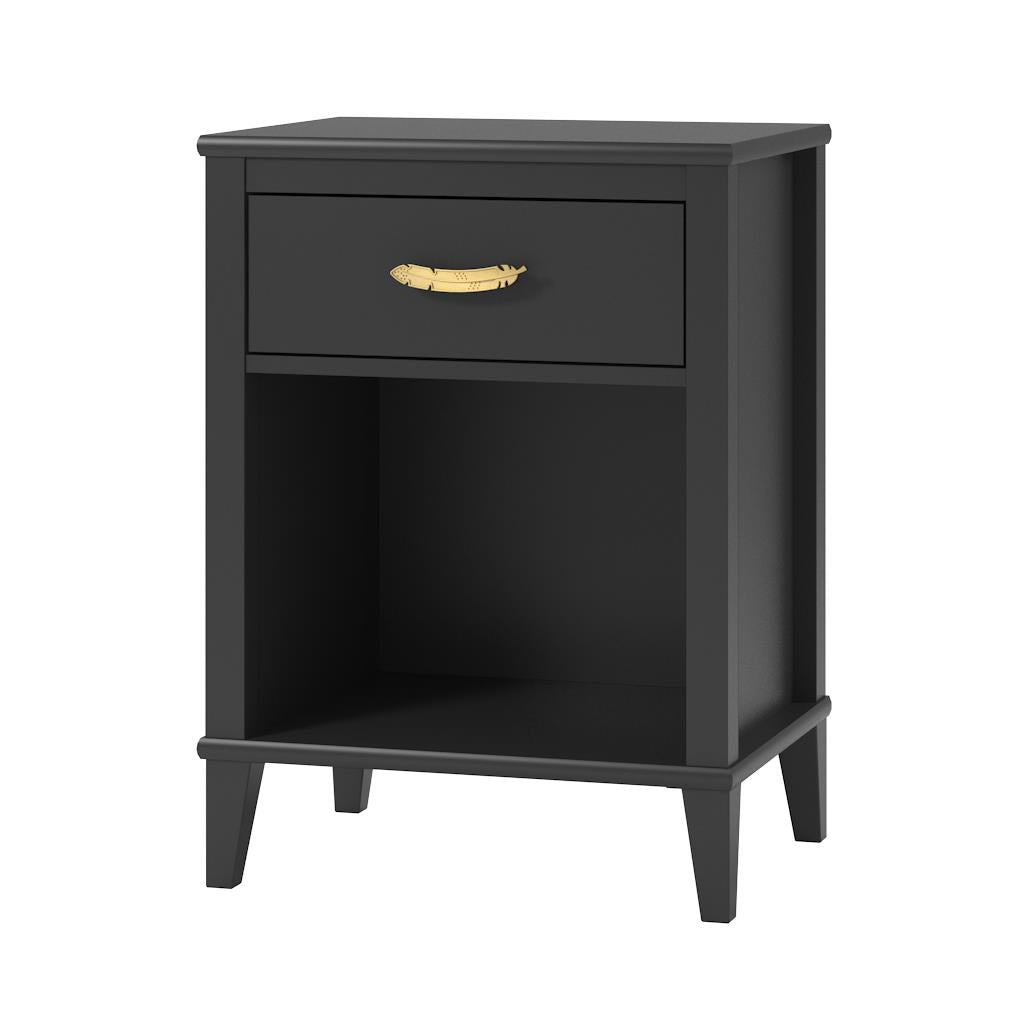 Monarch Hill Hawken Nightstand with Gold Feather Drawer Pull - Black
