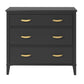 Monarch Hill Hawken 3 Drawer Dresser with Gold Feather Drawer Pull - Black