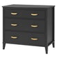 Monarch Hill Hawken 3 Drawer Dresser with Gold Feather Drawer Pull - Black