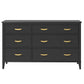 Monarch Hill Hawken 6 Drawer Dresser with Gold Feather Drawer Pull - Black