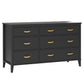 Monarch Hill Hawken 6 Drawer Dresser with Gold Feather Drawer Pull - Black