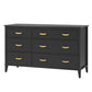Monarch Hill Hawken 6 Drawer Dresser with Gold Feather Drawer Pull - Black