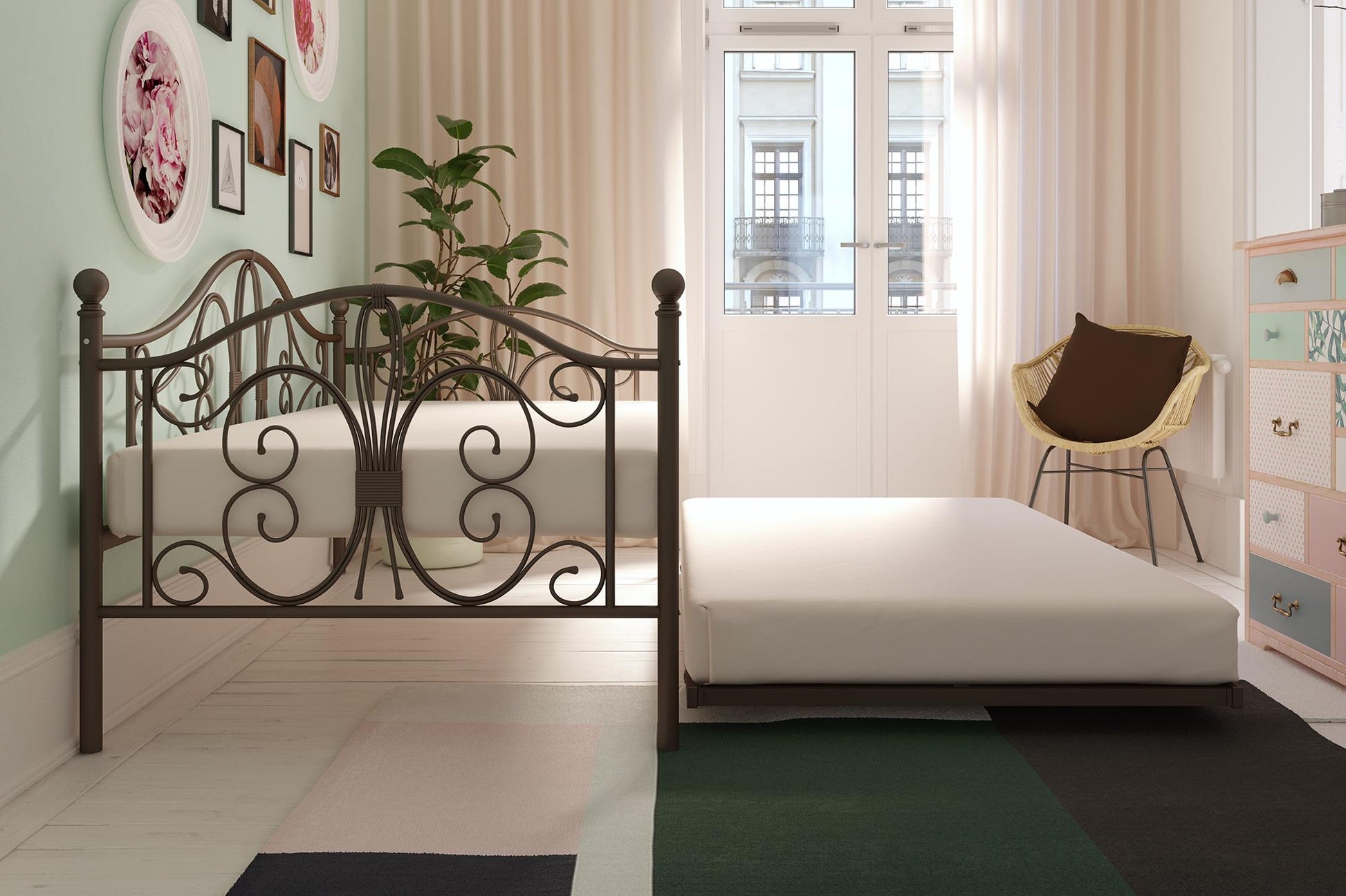 Bombay Victorian Metal Daybed and Trundle with Set - Bronze - Twin