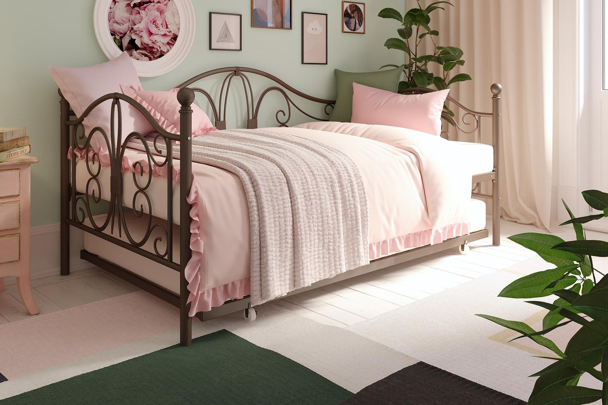 Bombay Victorian Metal Daybed and Trundle with Set - Bronze - Twin
