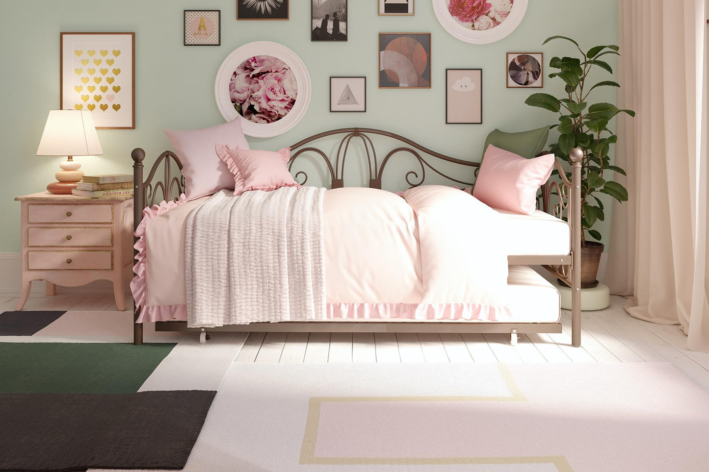 Bombay Victorian Metal Daybed and Trundle with Set - Bronze - Twin