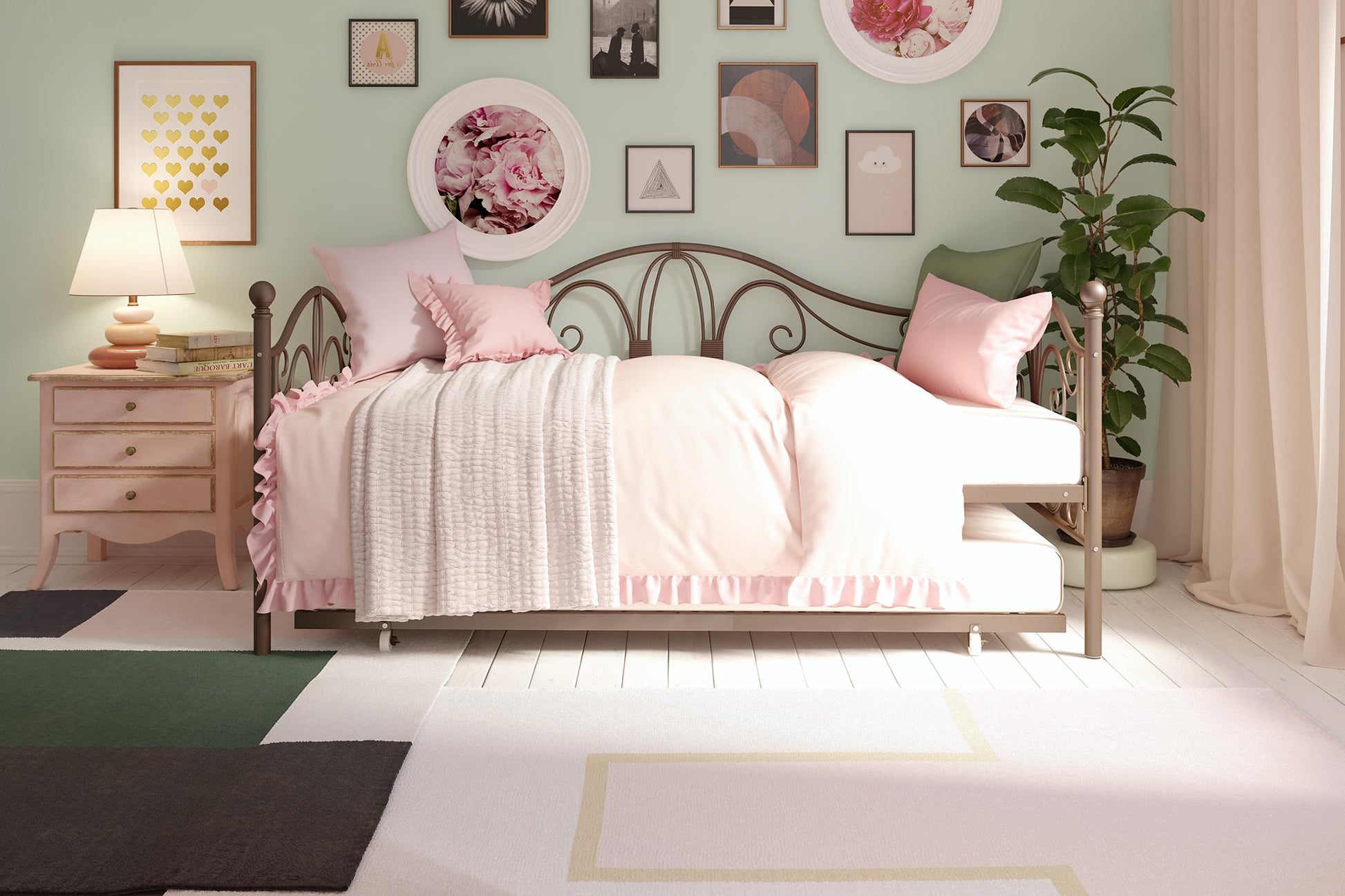 Bombay Victorian Metal Daybed and Trundle with Set - Bronze - Twin