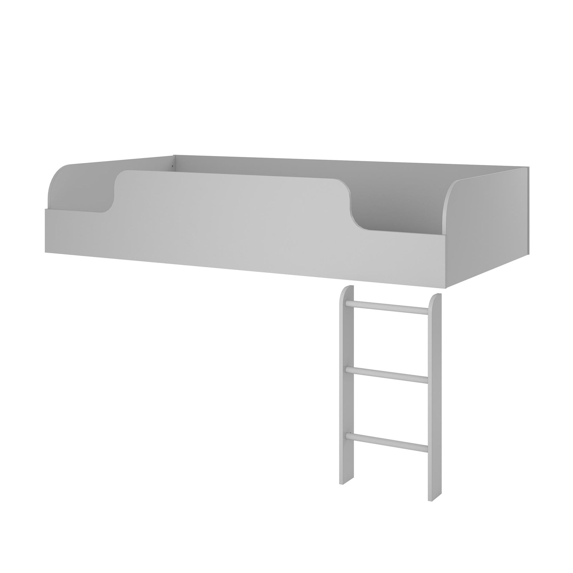 Elements Loft Bed Platform with Ladder, White - White