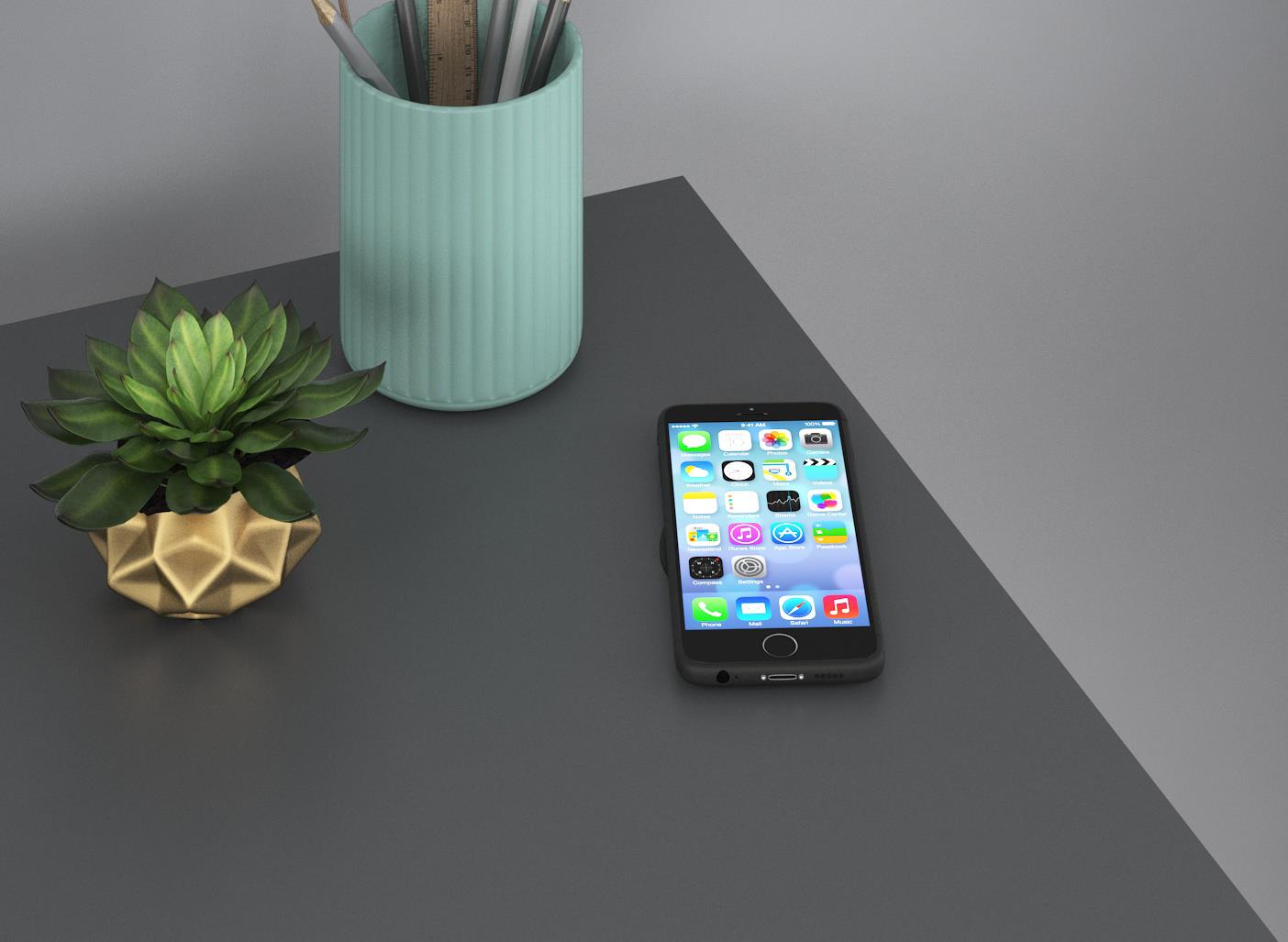 Olten Computer Desk with 2 Drawers and Wireless Charging Spot - Graphite Grey