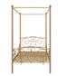 Canopy Metal Bed Frame with Intricate Design Headboard and Secured Slats - Gold - Twin