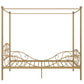 Canopy Metal Bed Frame with Intricate Design Headboard and Secured Slats - Gold - Twin