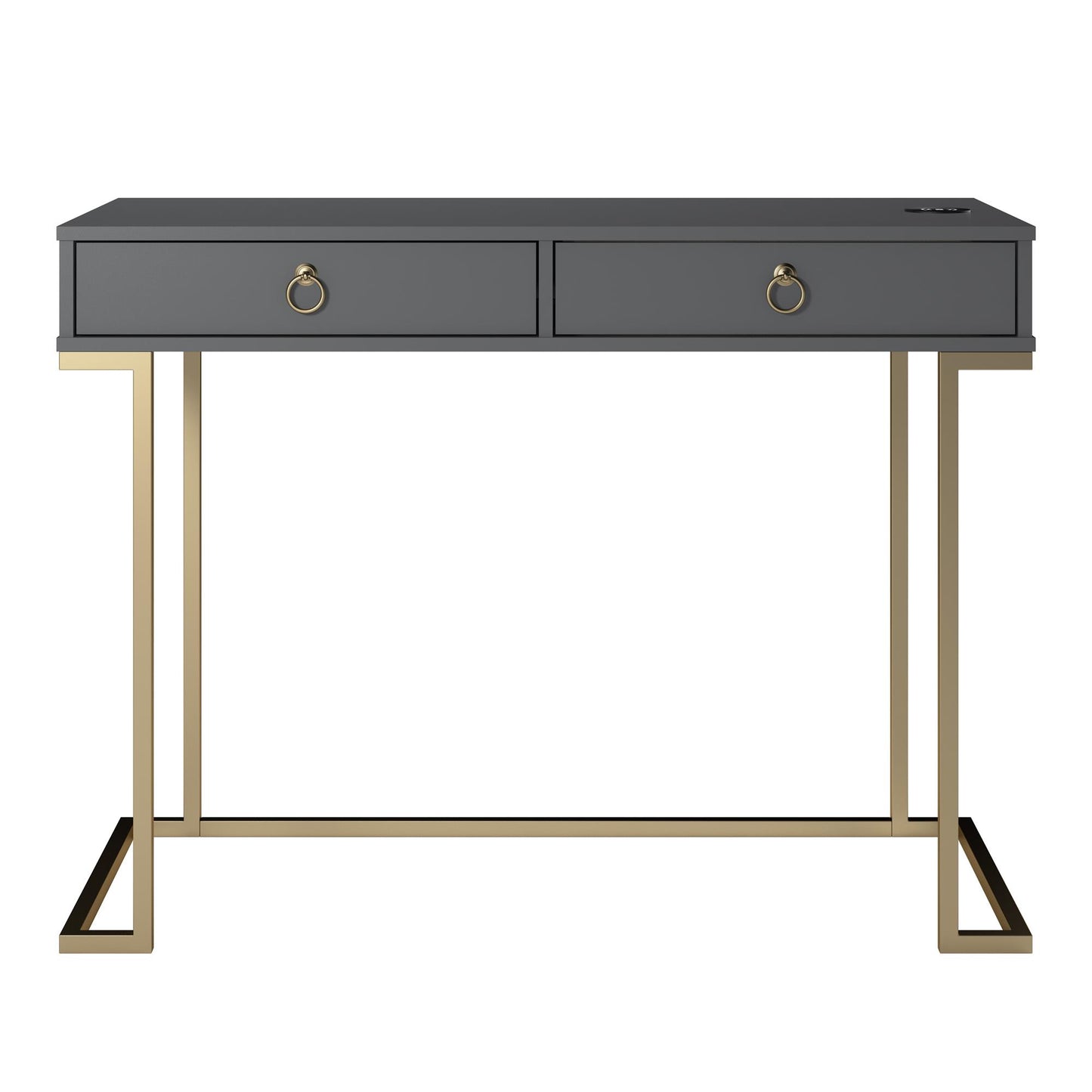 Olten Computer Desk with 2 Drawers and Wireless Charging Spot - Graphite Grey
