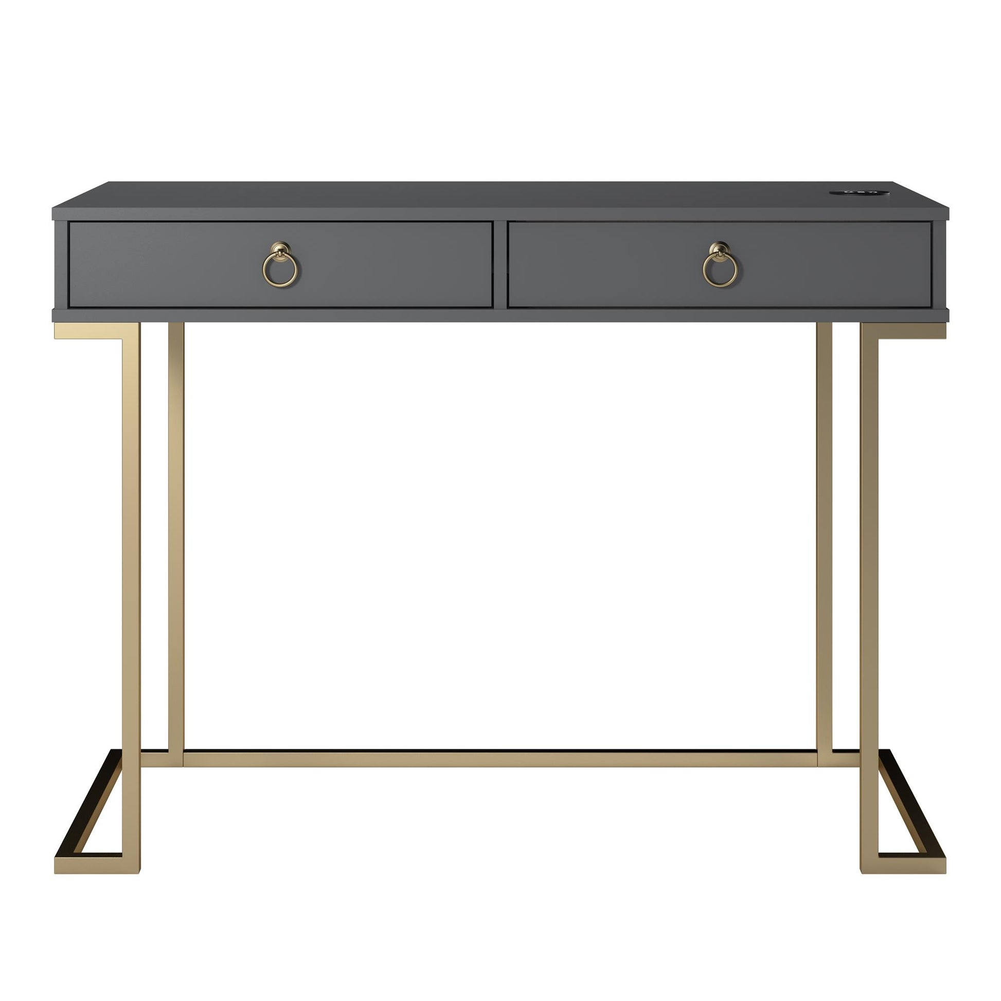 Olten Computer Desk with 2 Drawers and Wireless Charging Spot - Graphite Grey