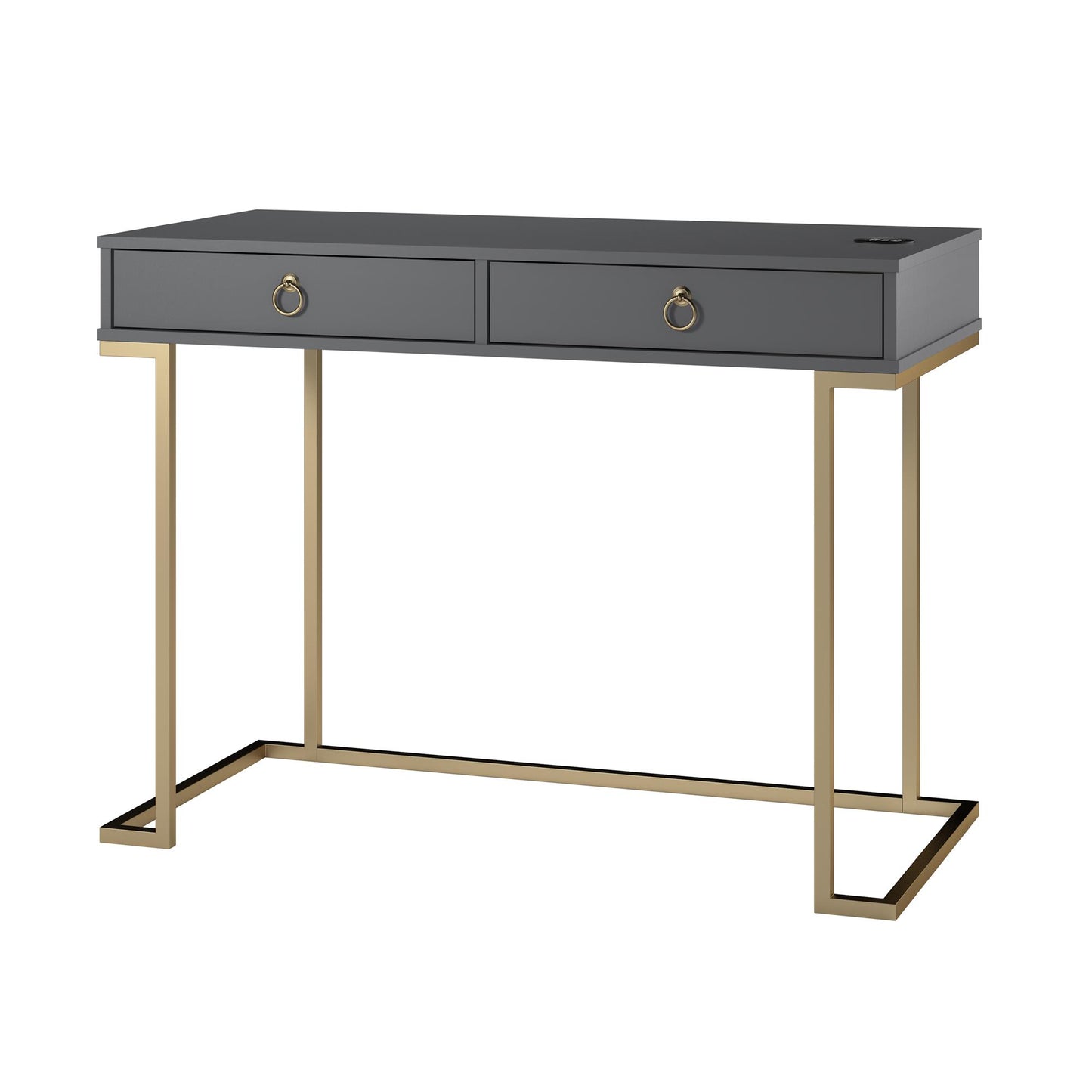 Olten Computer Desk with 2 Drawers and Wireless Charging Spot - Graphite Grey