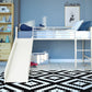 Laurie Junior Loft Bed with Metal Frame and Built-In Slide - White - Twin