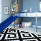 Laurie Junior Loft Bed with Metal Frame and Built-In Slide - Silver / Blue - Twin