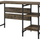 Carter Rustic Industrial Single Pedestal Desk with Shelves - Rustic