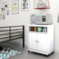 Landry 2 Door Utility Microwave Cart with Shelves - White